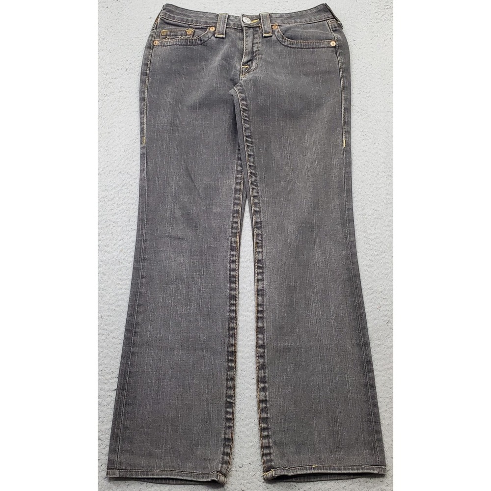 True Religion Johnny Section Jeans Womens 30 Gray Denim Bootcut 5-Pocket Stretch